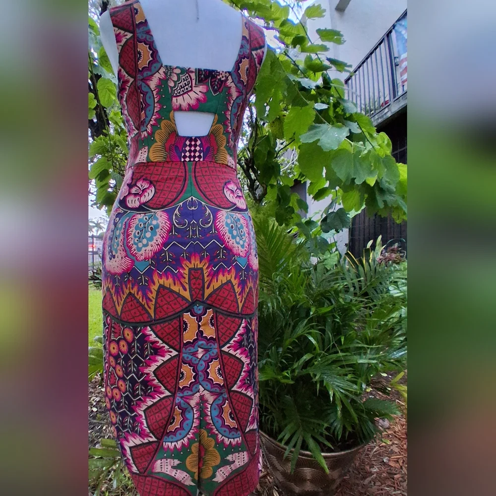 🔥NEW MAEVE ANTHROPOLOGY Vibrant Multicolor Backless Dress Size 0 & FREE GIFT - Picture 9 of 14